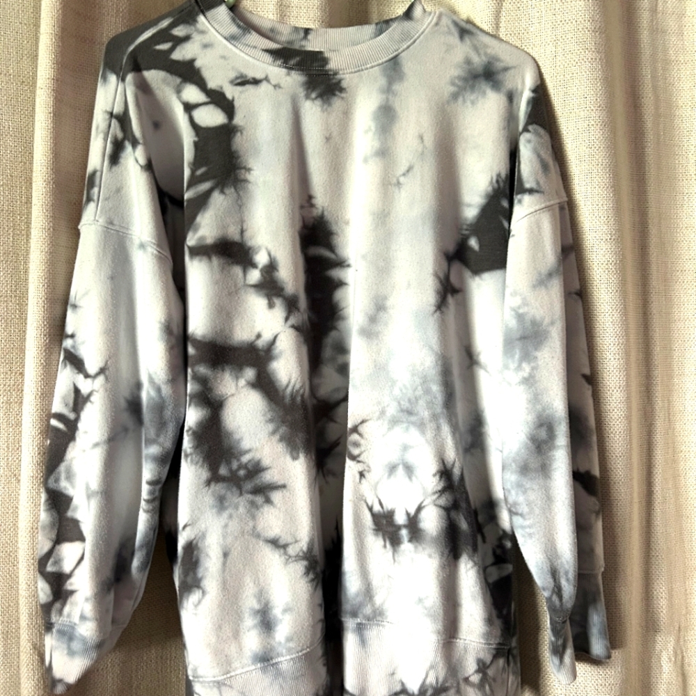 SO Black and White Tie-Dye Crewneck Sweater